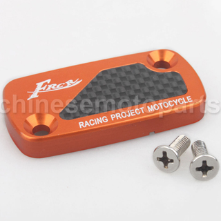 CNC Alloy Aluminium Brake Master Cylinder Reservoir Cap Cover Orange with Carbon Sticker for HONDA DIO50 ZX50 GY6-125