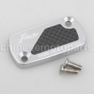 CNC Alloy Aluminium Brake Master Cylinder Reservoir Cap Cover Silver with Carbon Sticker for HONDA DIO50 ZX50 GY6-125