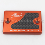 CNC Alloy Aluminium Brake Master Cylinder Reservoir Cap Cover Orange with Carbon Sticker for YAMAHA CYGNUS X125 GTR BWS