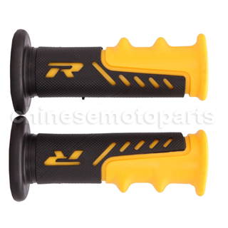 New and Absolutely perfect \"R\" Rubber Handlebar Grips Black Yellow
