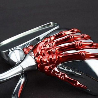 Red Skeleton Skull Hand Claw Shadow Rearview Motorcycle Side Mirror 8mm 10mm