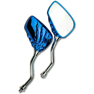 Blue Motorcycle Skull Claw Rear View Side Mirror For Scooter