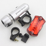Waterproof 5-LED Lamp Bike Bicycle Front Head Light+Rear Safety Flashlight White