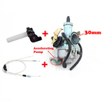 KEIHIN 30mm Carburetor Power Jet Accelerating Pump Visiable Transperent Throttle Dual Cable