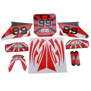 Decals for 50-125 Dirtbike-Red No.99