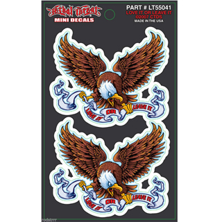 Lethal Threat Love It Or Leave It Eagle Set of Decals Stickers Size 2.5\" x 2.0\"